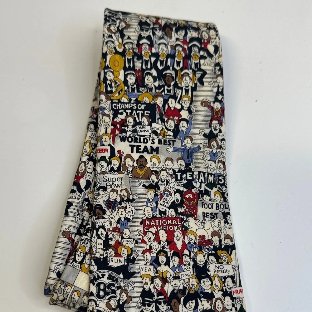 Museum Artifacts Silk Sports Team Themed Tie
